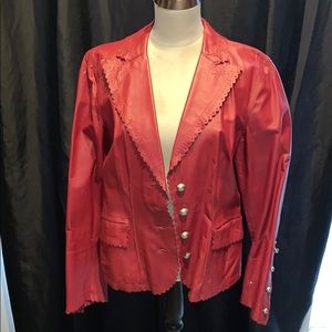 Clear Out • VINTAGE • Red Leather Jacket